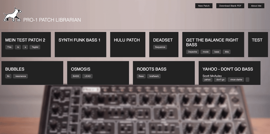 Site pour enregistrer ses patchs du Behringer Pro-1