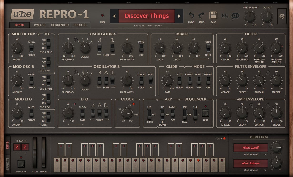 La version virtuelle du Pro One, le UHE REPRO-1
